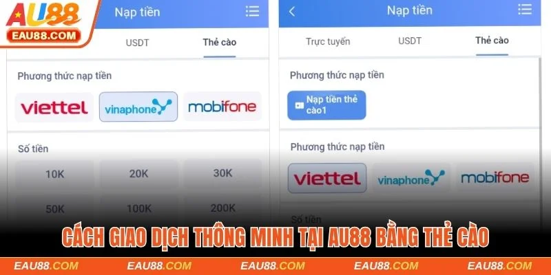 Cách giao dịch thông minh tại AU88 bằng thẻ cào